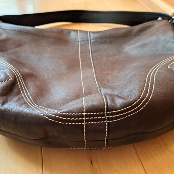 Coach Chocolate Brown Leather Hobo Shoulder Bag 8A03 - Picture 3 of 7